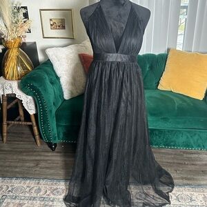 Elegant Black Halter Dress